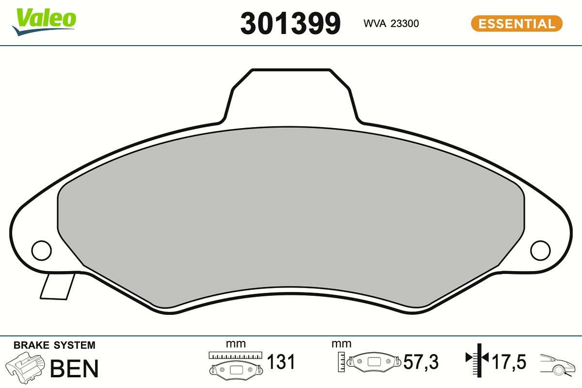 Jogo de 4 pastilhas de travão VALEO ref. 301399